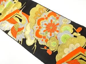 アンティーク　鶴に華紋・松・梅模様織り出し袋帯（着用可）